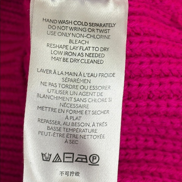 Maeve Anthropologie Sunny Cropped Cardigan Bright Pink Chunky Rib Knit Medium - Picture 7 of 8